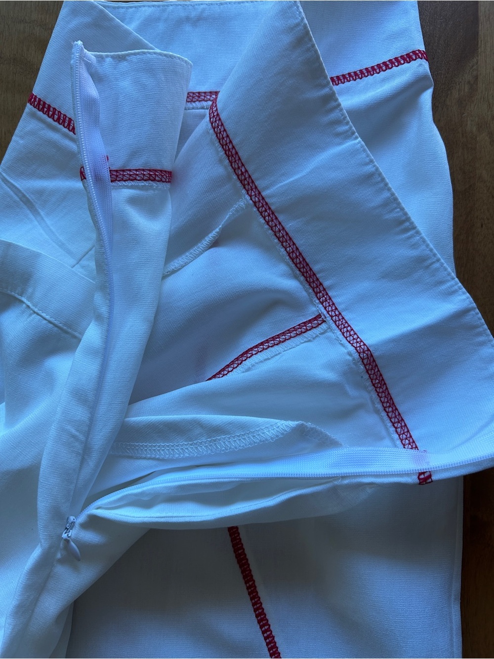 Sleeveless Top & Pant Set, White w/ Orange Piping, Side Zipper & Pockets, NWOT! - Picture 11 of 15